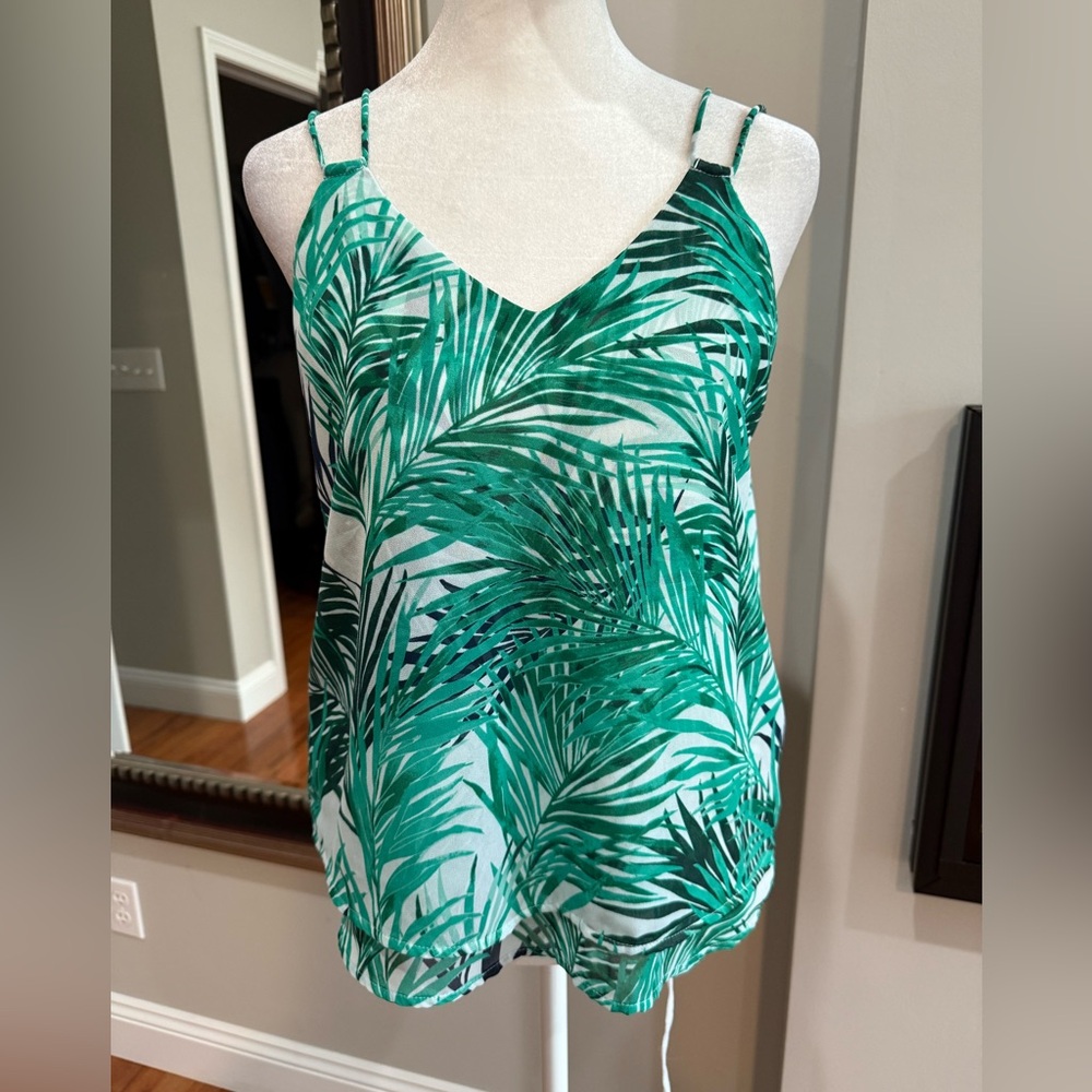 Ann Taylor Green Leaf Print Camisole